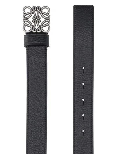 Loewe Reversible Anagram Leather Belt In Black