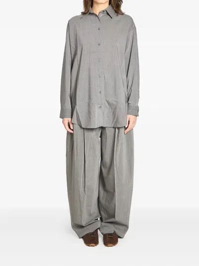 Jacquemus Curvo High-rise Cotton-blend Straight-leg Pants In Gray