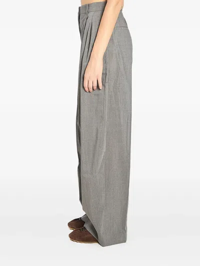Jacquemus Curvo High-rise Cotton-blend Straight-leg Pants In Gray