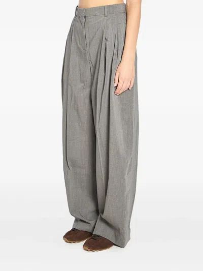 Jacquemus Curvo High-rise Cotton-blend Straight-leg Pants In Gray