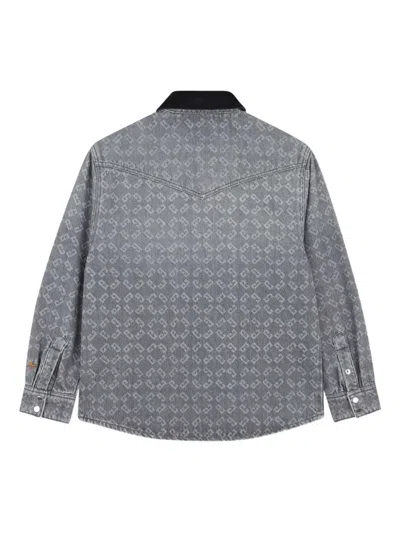 Givenchy Monogram Denim Shirt In Gray