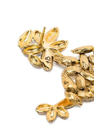 Aurelie Bidermann Difenda Leaf Earrings In Gold