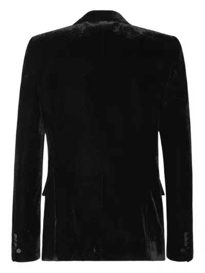 Dsquared2 Men's Sparkling Velvet '70s Silk-trim Blazer In Black