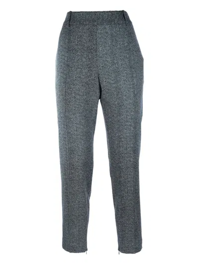 Ermanno Scervino Herringbone-patterned Trousers In Gray