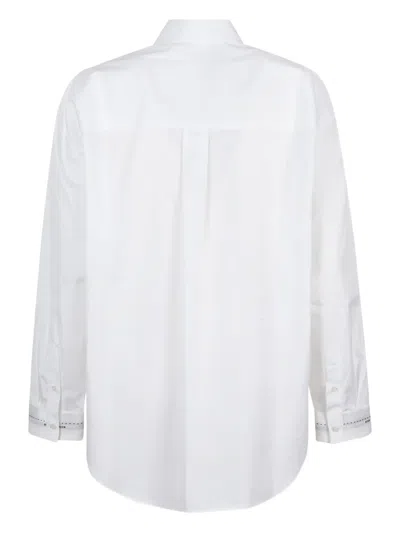 Msgm Button-down Regular Cut Shirt With Minimalist Design In White