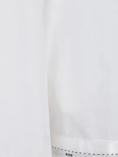Msgm Button-down Regular Cut Shirt With Minimalist Design In White