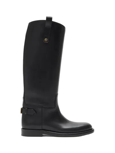 Burberry Cavalier Boots In Leather In Black
