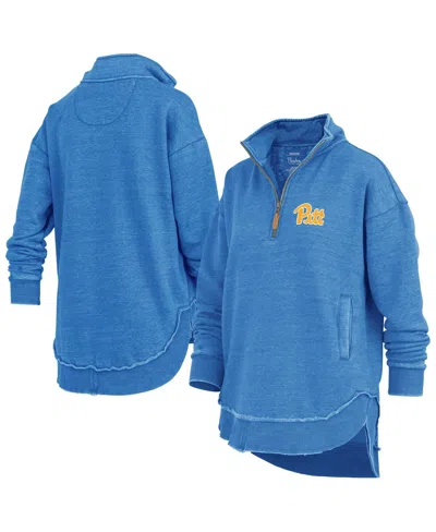 Pressbox Women's Royal Pitt Panthers Northfork Sojourn Poncho Quarter-zip Sweatshirt In Blue