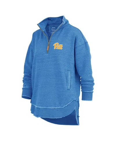 Pressbox Women's Royal Pitt Panthers Northfork Sojourn Poncho Quarter-zip Sweatshirt In Blue