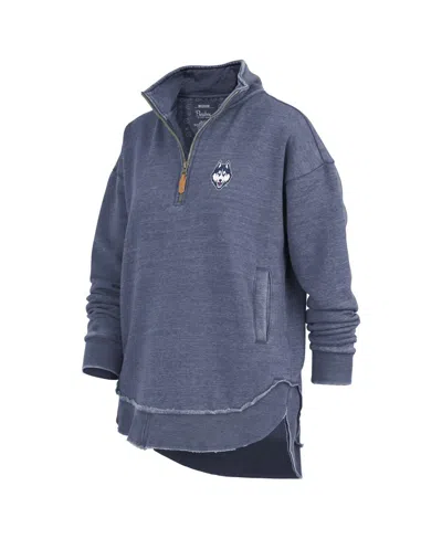 Pressbox Women's Navy Uconn Huskies Northfork Sojourn Poncho Quarter-zip Sweatshirt In Blue