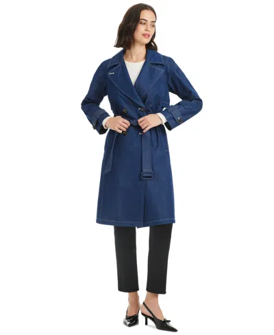 Kate Spade Women's Belted Trench Coat In Blue