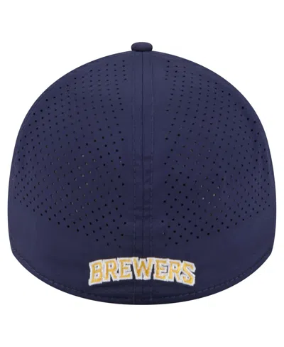 New Era Men's Navy Milwaukee Brewers 39thirty A-frame Perforated Flex Hat In Gray