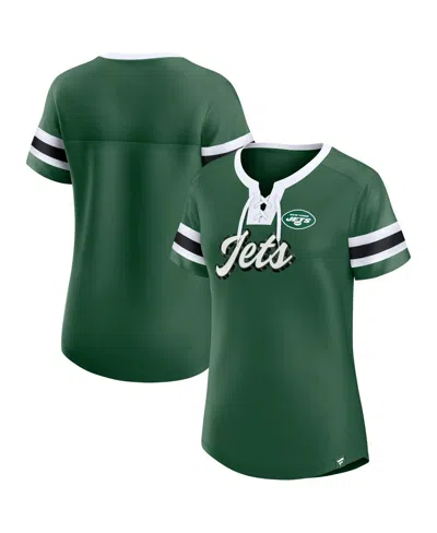 Fanatics Women'sâ Dark Green New York Jets Athena Lace-up Top In Green