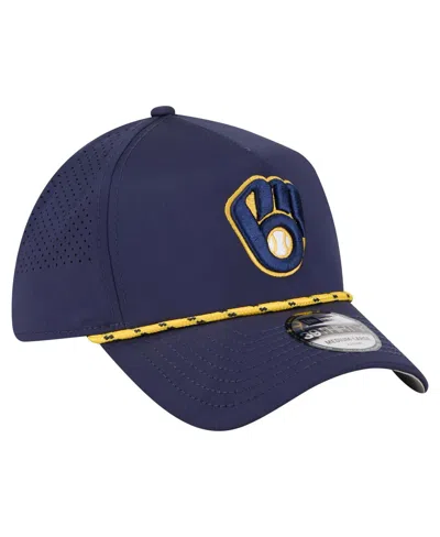 New Era Men's Navy Milwaukee Brewers 39thirty A-frame Perforated Flex Hat In Gray