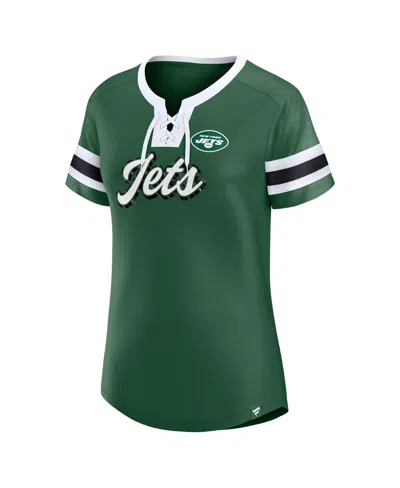 Fanatics Women'sâ Dark Green New York Jets Athena Lace-up Top In Green