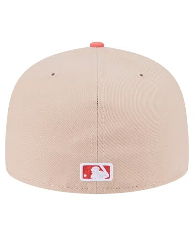 New Era Men's Light Beige/coral Los Angeles Dodgers Two-tone Color Pack A-frame 59fifty Fitted Hat In Brown