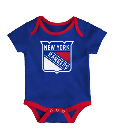 Outerstuff Newborn 3-pack New York Rangers Loyal Buddies Bodysuit Set In Blue