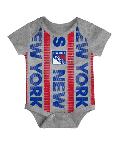 Outerstuff Newborn 3-pack New York Rangers Loyal Buddies Bodysuit Set In Blue
