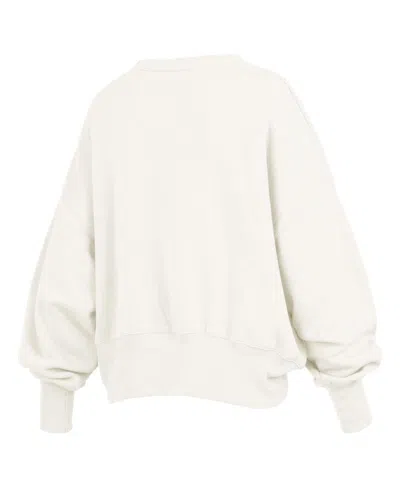 Pressbox Women's Cream Miami Hurricanes Oversized Chelsea Waist Length Pullover Sweatshirt In White