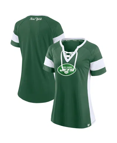 Fanatics Women'sâ Dark Green New York Jets Athena Lace-up Top In Green
