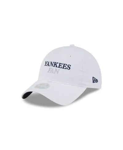 New Era Women's White New York Yankees Team Fan 9twenty Adjustable Hat In White