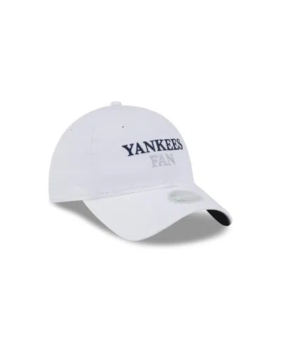New Era Women's White New York Yankees Team Fan 9twenty Adjustable Hat In White