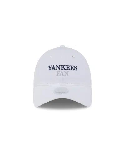 New Era Women's White New York Yankees Team Fan 9twenty Adjustable Hat In White