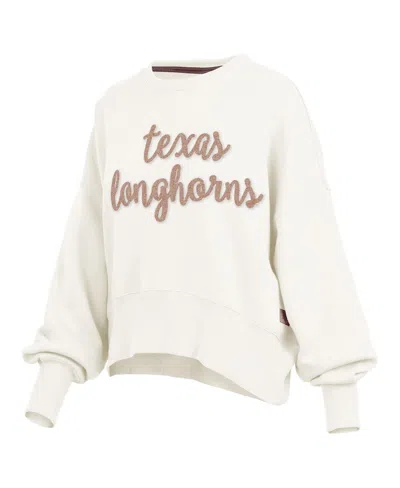 Pressbox Cream Texas Longhorns Chelsea Oversized Pullover Sweatshirt In White