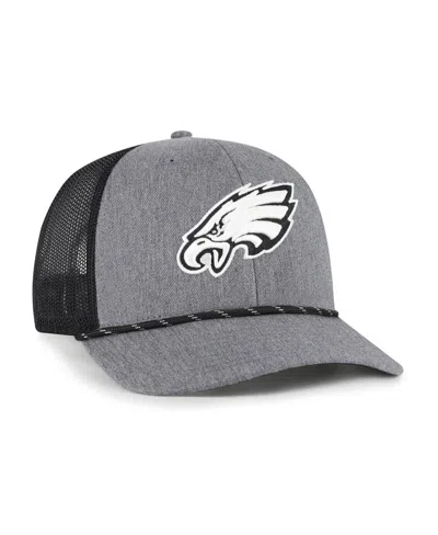 47 Brand Men's Heather Charcoal Philadelphia Eagles Carbon Rope Trucker Adjustable Hat In Gray