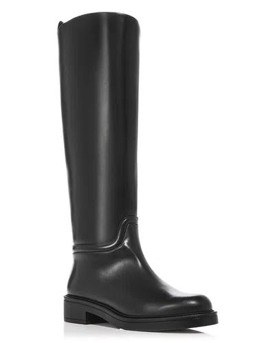 Stuart Weitzman Stylish Knee-high Leather Block Heel Boots In Black