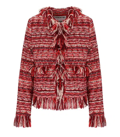 Essentiel Antwerp Multicolor Iskra Jacket Fringe Detail In Red
