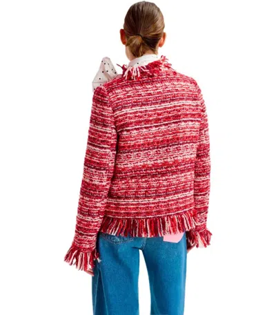 Essentiel Antwerp Multicolor Iskra Jacket Fringe Detail In Red