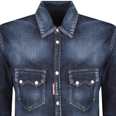 Dsquared2 Dan Shirt In Washed Blue Denim In Blue
