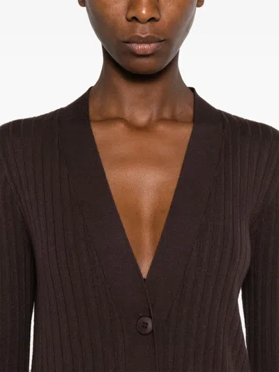 Twinset Robe Longue En Maille Ajourée In Brown