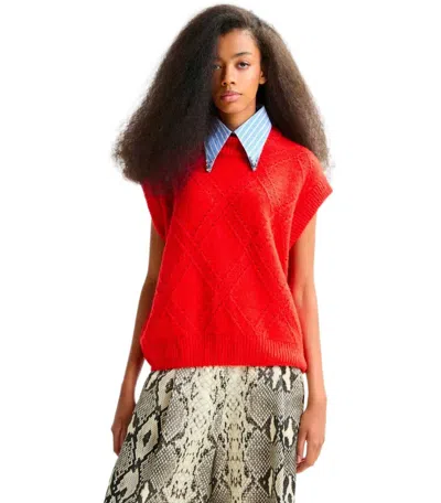 Essentiel Antwerp Import Red Knitted Vest In Red
