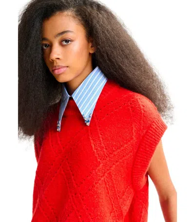 Essentiel Antwerp Import Red Knitted Vest In Red