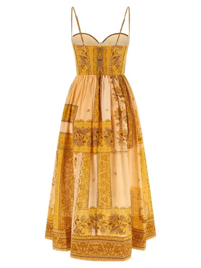 Zimmermann Lucky Corset Midi Dress Mustard Banana In Brown