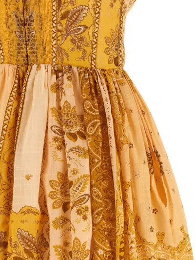 Zimmermann Lucky Corset Midi Dress Mustard Banana In Brown
