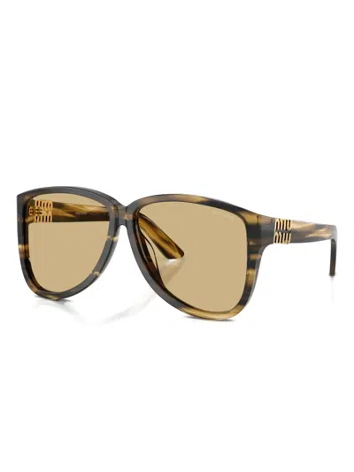 Miu Miu A08s Pilot-frame Acetate Sunglasses In Brown