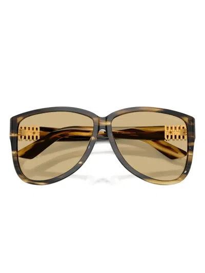 Miu Miu A08s Pilot-frame Acetate Sunglasses In Brown