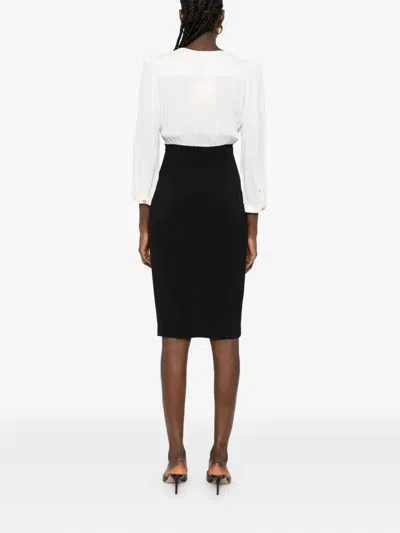 Twinset Two-tone V-neck Midi Dress In Multi