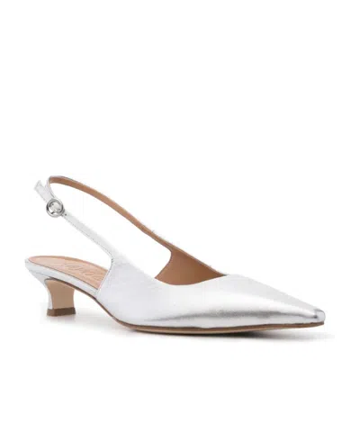 Aeyde Catrina Laminated Nappa Leather Silver In Orange