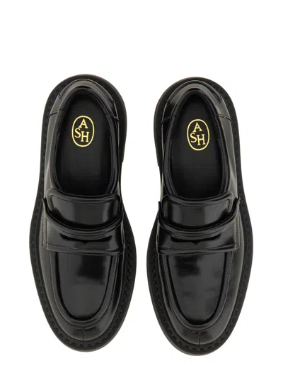 Ash Miracle Leather Studded-trim Loafers In Black