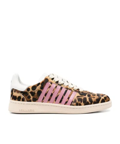 Dsquared2 Leopard-print Sneakers In Brown