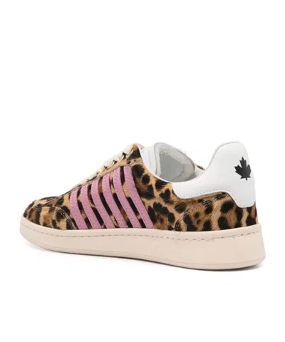 Dsquared2 Leopard-print Sneakers In Brown