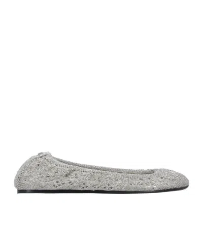 Isabel Marant Crochet Flat Ballerina Shoes Round Toe In Silver