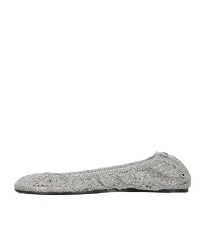 Isabel Marant Crochet Flat Ballerina Shoes Round Toe In Silver