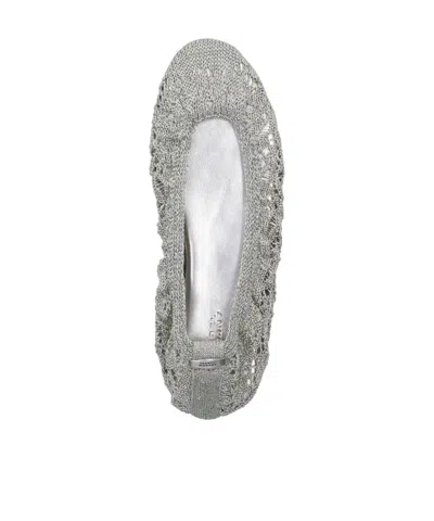 Isabel Marant Crochet Flat Ballerina Shoes Round Toe In Silver