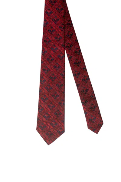 Moschino Patterned Tie In Red