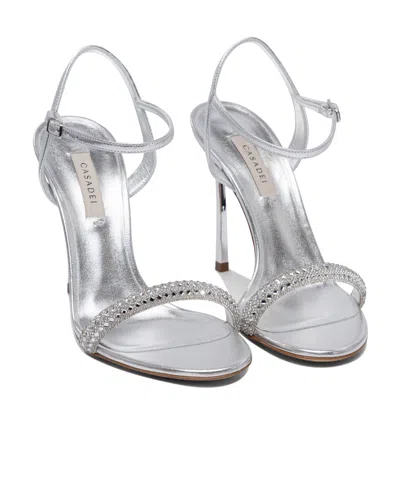 Casadei Embellished Metallic Open Toe Sandals In Animal Print